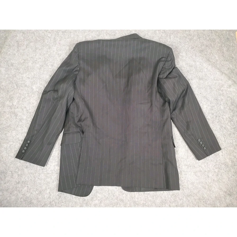 Yves Saint Laurent Mens Wool Blazer 41R Black Striped Suit Jacket Banker Italy